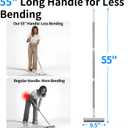 Floor Scrub Brush with 55" Long Handle, 2-in-1 Floor Brush with Built-in Squeegee, Adjustable Angle Head and Stiff Bristles for Tile, Wood, Concrete & Textured Floor Cleaning