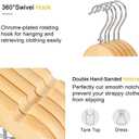 TOPIA HANGER Wooden Suit Hangers with Adjustable Metal Clips (20 Pack), Solid Smooth Wood Clothes Hangers, 360 Swivel Hook, Premium Pants Hangers for Clothes Coat, Jeans, Blouse-Natural, CT28N20