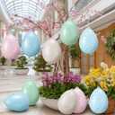Soulchen 10 Pcs 16 Inch Inflatable Easter Eggs Decorations Outdoor Easter Inflatable Decorations Large Hanging PVC Colorful Eggs Blow up Ornament for Yard Lawn Garden Porch Party(Spotted Designs)
