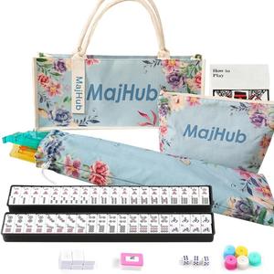 American Mahjong Set, 166 Premium Tiles with 4 All-in-One Rack, Mahjong Tile Set 3 Dice, 100 Chips, Wind Indicator with Printed Carrying Bag for Seniors & Beginners, Family Game Night