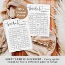 GardenCity Bridal Shower Gift Bingo, Bridal Shower Games for 50 Guests, Prefilled with Perforated Calling Card, Minimalist