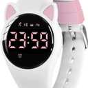 Kids Watches for Girls Boys Digital Sport Watch with Step Counter Pedometer Vibration Alarm Clock, No App Waterproof Fitness Tracker Kids Watch Boys Girls Teens Students Ages 5-16 (214-Y-White)