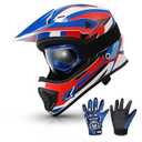 TCMT DOT Youth Kids Dirt Bike Helmet Youth Motocross Helmet Full Face ATV Four Wheeler Motorcycle BMX Helmet for Boys Girls, Off-Road Protective Gear with Goggles Gloves New 