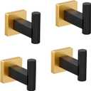 Miyili Bathroom Lavatory Single Coat and Robe Hook Wall Mount, Stainless Steel Bath Towel Hook 4 Pack Black & Gold, B02BG4