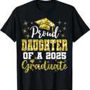 Super Proud Daughter of 2025 Graduate Graduation Family T-Shirt (Black, M)