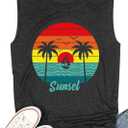 Beach Tank Tops for Women Summer Casual Short Sleeve Hawaiian Graphic Print Beach Vacation Tank Tee (M)