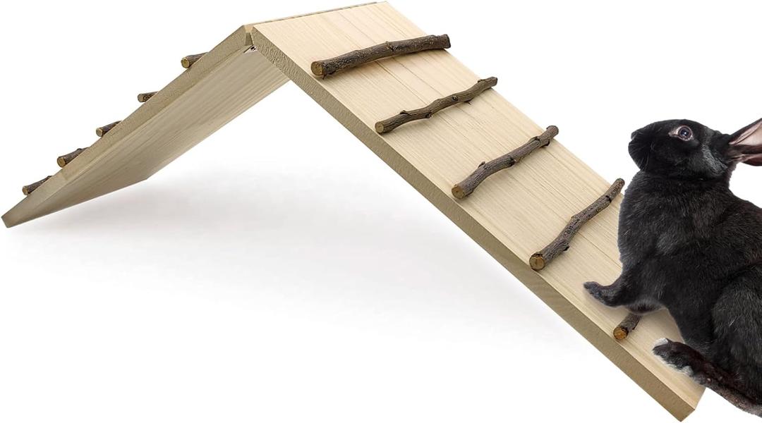 Hamiledyi Rabbit Ramp Wooden Cage Bridge Guinea Pig Ramp Rodents Climbing Ladder for Bunny Chinchilla Ferret Squirrel Hedgehog Rat