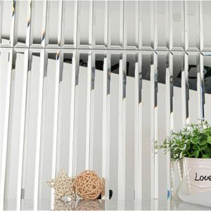 Lovdeco Peel and Stick Mirror Strip Tile, 1.2 x 12 Inches Mirror Tiles for Kitchen Backsplash and Bathroom Wall (5 Pieces, 5 SQ.FT.) (Silver)