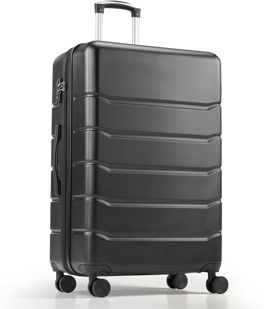 HealSmart Hardside Carry-On Luggage, Expandable Portable Hardshell Luggage with Spinner Wheels, Lightweight Suitcase TSA Lock, 28 Inch, Black