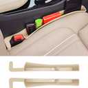 2PCS Car Seat Gap Filler, Automotive Seat Organizer Fill The Gap Between Seat and Console, Universal Car Storage Box Inserts Fill The Gap Between Seat &Console for Coins Wallets Keys (Beige)