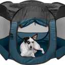 Furhaven Pop Up Playpen Pet Tent Playground - Sailor Blue, Medium