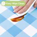 Smiry Rectangle Table Cloth, Waterproof Vinyl Tablecloth with Flannel Backing, Wipeable Buffalo Plaid Table Cover for Picnic, Indoor and Outdoor (Baby Blue & White, 60"x102")