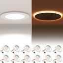 12 Pack 5/6 Inch LED Can Lights with Night Light, 5CCT Retrofit Recessed Lighting Selectable 2700K-6000K Dimmable, 12W=75W, 1200LM Downlight with Metal Smooth Trim - ETL and Energy Star