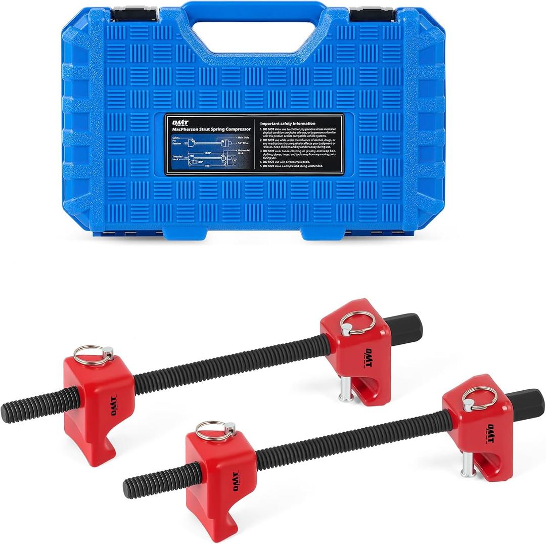 Orion Motor Tech 2pc Macpherson Strut Spring Compressor Tool Set with 10.5" Range, Heavy Duty Coil Spring Compressor Tools with 1/2" Square Drive, 13/16" Hex Strut Compressors for Car Truck, Red