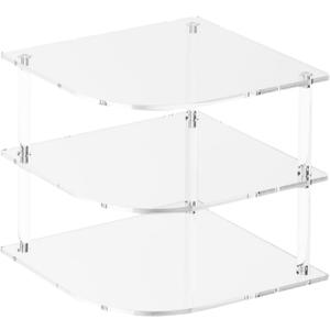 Acrylic Corner Shelf Plate Rack, Clear Cupboard Storage Organizer, Plates Dishes Holder for Pantry Countertop