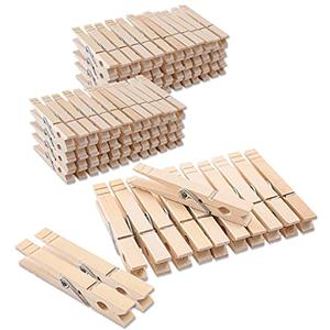 Clothes Pins Wood for Hanging Clothes,3.5 Inch【80+pcs】 Heavy Duty Wooden Clothespins,Clothes Pins for Craft,Wooden Clips for Pictures. | Rust Resistant