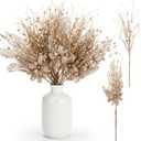 Yunlly 24 Pcs Champagne Christmas Tree Picks and Sprays Glitter Berry Stem Branches Artificial Christmas Picks Twigs Xmas Tree Ornaments for DIY Xmas Wreath Vase Filler Decorations