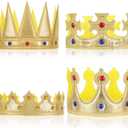 Yingzhao Kids Golden Crown Set - 4 Pcs Adjustable Costume Crowns for Boys Birthday Party, Baby Shower Photo Props