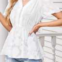 Falechay Womens Tops Summer Outfits For Women Casual Peplum Baby Doll Blouses Flowy Empire Top Bohemian Elegant Peasant Women's Shirt Chiffon Floral Smocked Fall Fashion 2025 Vacation Blouse White M (White, M)