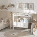 BOLUO Baby Changing Table with Storage, White Baby Dresser with Changing Table Top, Diaper Changing Station with 2 Fabric Drawers for Nursery Modern, Overall Dimension : 33.3"w X 17.7"d X 37.2" H