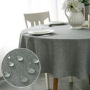 Qidordour Round Tablecloth, 48 inch Diameter, Faux Linen Table Cloth, Water Resistant Spill-Proof Wipeable Polyester Dining Table Cover for Kitchen Cafe Restaurant Buffet Tabletop Decoration, Grey