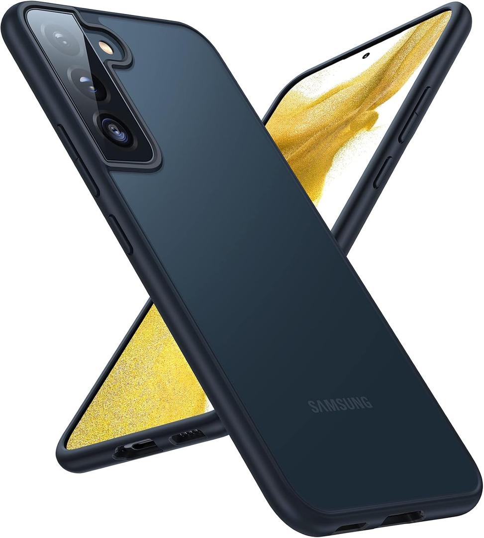TORRAS Shockproof Galaxy S22 Case, [Military Grade Drop Tested] Translucent Matte Hard Back & Soft Edge Slim Protective for Samsung S22 Case Guardian Series, Black