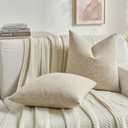 FUTEI Beige Decorative Throw Pillow Covers 20x20 Inch Set of 2,Soft Cozy Chenille Colorful Granular Textured Cushion Case,Modern Home Decor for Couch Bed Living Room