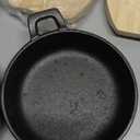 4 Sets Small Cast Iron Skillet with Wooden Base, 6.3 Inch Mini Cast Iron Skillet Pan Round Fajita Plate Hot Steak Pot Dish for Stove, Oven (6.3 Inch)