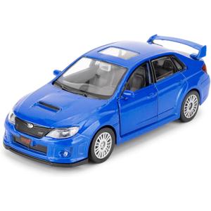 Die-cast Alloy Model Car with Pullback Function, 1/36 Scale Subaru WRX STI2010 Toy Car, Model Toys for Collecting and Decorating, Car Gift for Boys and Girls (Blue)