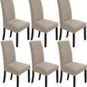 NORTHERN BROTHERS Chair Covers for Dining Room 6 Pack, Kitchen Chair Covers Protector for Dining Room（Taupe）