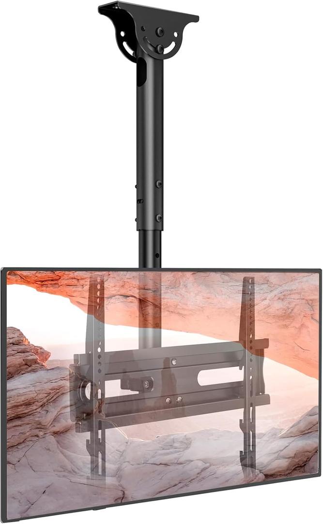 AX WABER Ceiling TV Mount Adjustable Bracket for 26-65 inch LCD LED OLED 4K TVs, Pole Ceiling Mount Holds up to 110lbs,Hanging tv Mount Max VESA 400x400mm (AX11TB01), Black