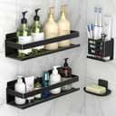 Shower Shelf 4 Pack - Bathroom Shower Shelf Rust-Proof Aluminum Adhesive Installation No Drilling Required, Suitable for Bathroom Storage and Home Decoration (4-piece set-11.8 in)