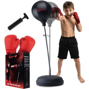 Champs MMA Punching Bag for Kids with Stand | Freestanding Reflex Bag Dummy | Adjustable Height Punch Bag Stand with Gloves  Exercise Equipment for Agility, Hand-Eye Coordination Workout Kit