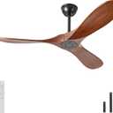 52 Inch No Light Wood 3 Blade Ceiling Fan,Dark Walnut,Remote Control