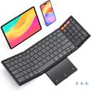 MEETION Foldable Bluetooth Keyboard with Touchpad, 3-Device Portable Wireless Keyboard with Numeric Keypad, Full-Size Rechargeable Business Travel for iPad Phone Laptop PC iOS Android Windows Mac (Black)