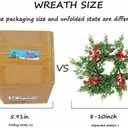 4Pcs Mini Christmas Candle Rings Wreaths, 10Inch Christmas Pine Kitchen Cabinet Candle Holder with Red Berries for Table Cenderpiece Chair Wall Window Decor