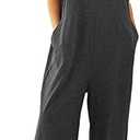 Shebote Womens Sleeveless Cotton Linen Adjustable Bib Overalls Baggy Jumpsuits Romper with Pockets Straps Jumpsuit Small, Black 