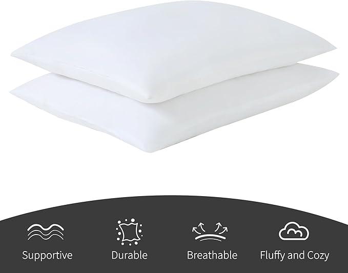 CULVE Bed Pillows King Size Set of 1 20x36 Flat Pillows for Sleeping Thin, Medium Support Soft Down Alternative Filling for Side Stomach Back Sleeper
