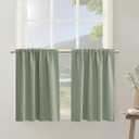 Bathroom Curtains for Small Windows,Blackout Privacy Sage Green Curtains 30 Inch Length for Mini Laundry Room Bedroom Kitchen,Light Green Short Boho RV Curtain for Camper Travel Trailers,2 Panels Set