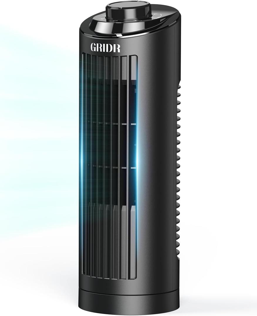 Tower Fan for Bedroom (2025 New), 3 Speeds, 4 Mode (AI, Normal, Natural, Sleep), Quiet Safe Bladeless with Portable Desk Fan with 80 Oscillation, Space-Saving, 13" Table Fan for Home