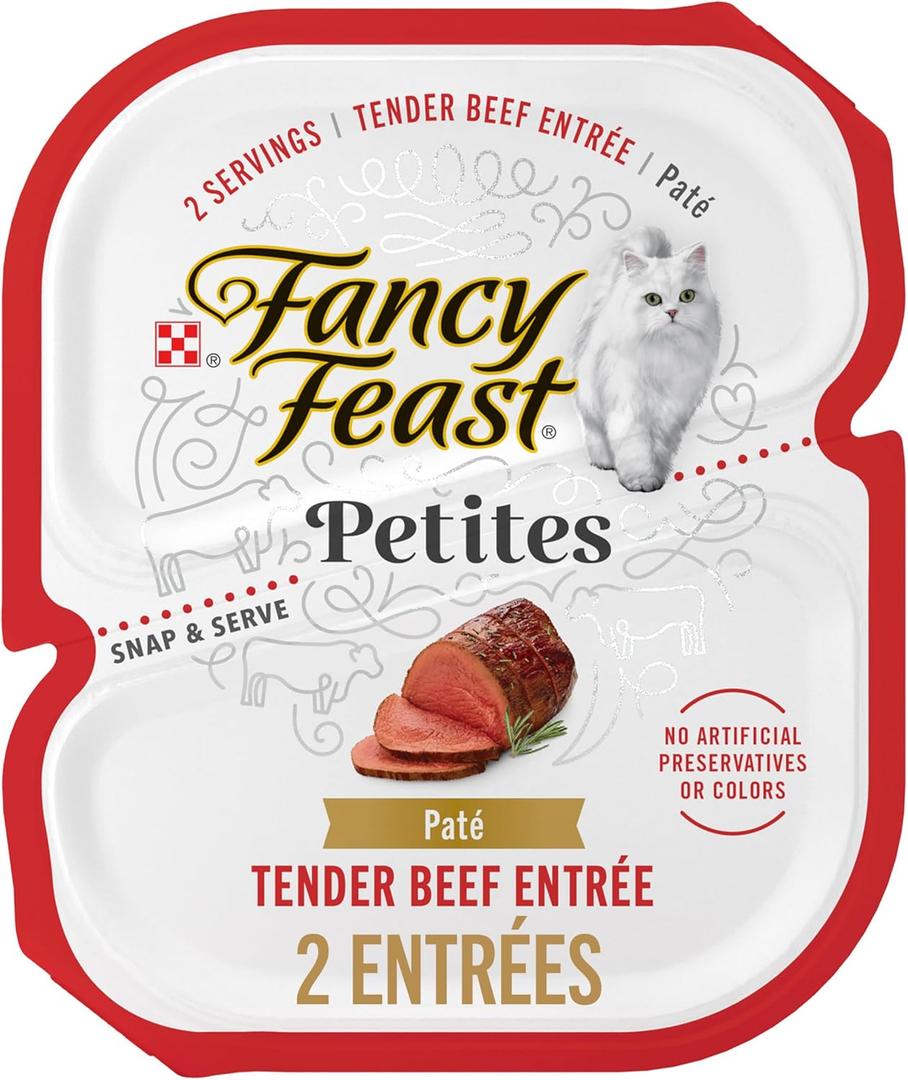 Purina Fancy Feast Petites Tender Beef Entre Gourmet Wet Cat Food Pate - (Pack of 12) 2.8 oz. Tubs