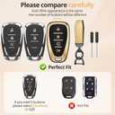 For Chevy Key Fob Cover Accessories- Matte TPU Key Fob Cover with Leather Keychain for Equinox Malibu Camaro Cruze Blazer Traverse Trax and More. (Champagne Gold, 4-Buttons)
