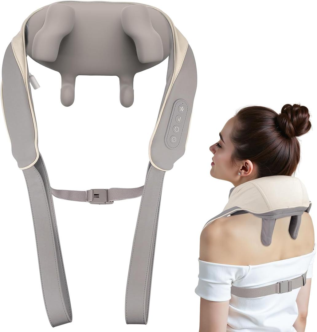 Shiatsu Neck and Back Massager Pro with Heat, Long Battery Life, Auto 10-Min Shutoff, 6D Cordless Massager for Shoulder, Leg, Muscle, Full Body, Ideal Birthday Gift for Teacher, Parents, Friends 
