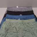Real Essentials 4 Pack: Womens Active Athletic Performance Mesh Shorts with Pockets (Green, L)