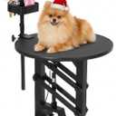 24" Hydraulic Lift Dog Grooming Table Adjustable Height, 250LB Capacity, Non-Slip Silicone Top, Foldable for Home & Salon Use