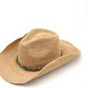 Raffia Straw Cowboy Hat,Women's Crocheted Summer Straw Hats, Classic Beach Sun Hats (Medium, Natural)
