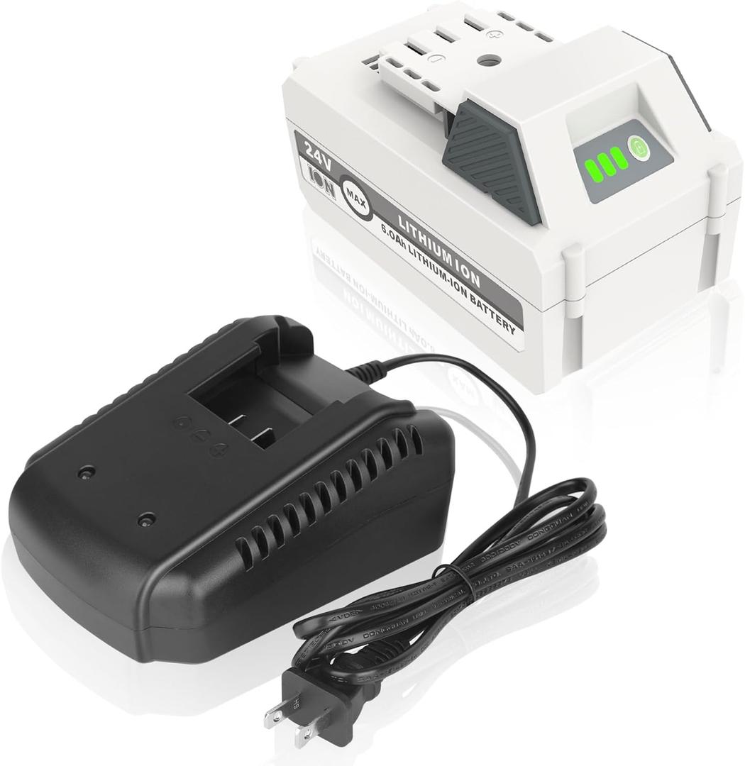 24V 6.0Ah Battery and Charger Combo Compatible for SnowJoe, SunJoe iON+ Batteries, for 24VBAT-LTX 24VBAT-LTW 24VBAT-LTE 24VBAT-XR Battery with Charger
