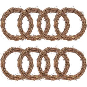 Grapevine Wreath Set, 8pcs Grapevine Wreaths Bulk, Vine Branch Wreath for Christmas Holidays Weddings Parties (12inch Round)