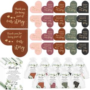 100 Sets Wedding Favors for Guests Bulk Include PU Leather Corner Bookmarks Heart Book Marks Thank You Cards Gift Bags Wedding Souvenirs for Guest Bridal Shower Favors Reading Lover Gifts