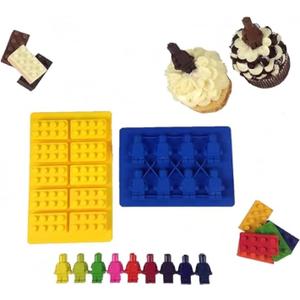 Building Bricks and Robots Ice Cube Tray or Candy Gummy Cake Decoration Molds